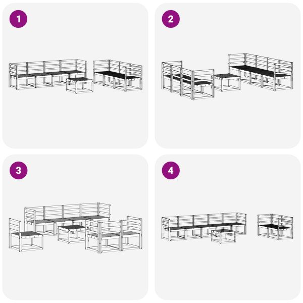 Комплект дивани за открито 8 pcs Бяло 59 x 59 x 37 см