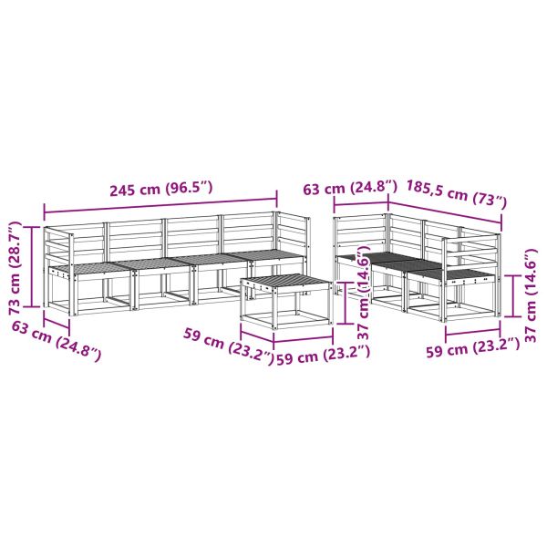 Комплект дивани за открито 8 pcs Бяло 59 x 59 x 37 см