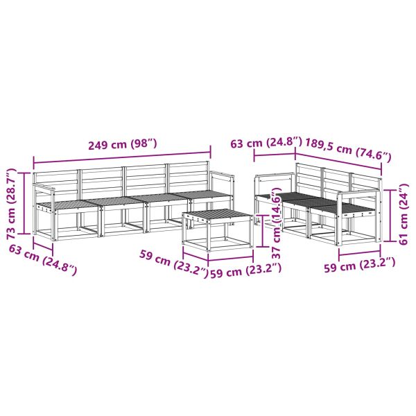 Комплект дивани за открито 8 pcs Бяло 59 x 59 x 37 см