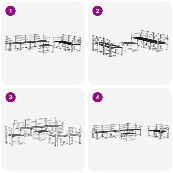 Комплект дивани за открито 8 pcs Бяло 59 x 59 x 37 см