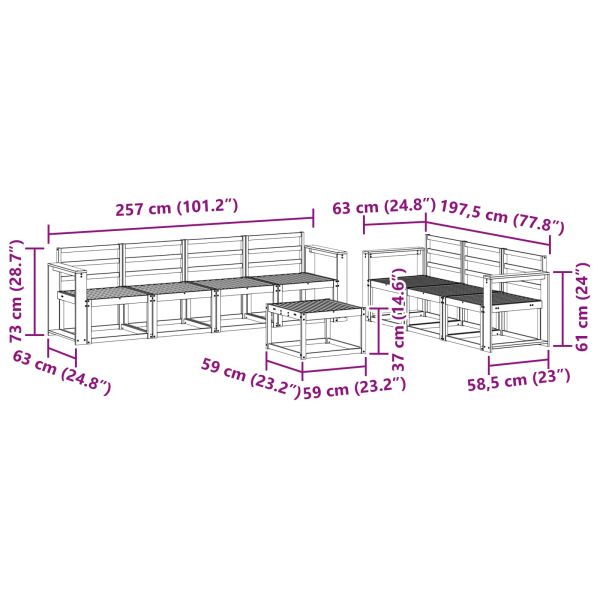 Комплект дивани за открито 8 pcs Бяло 59 x 59 x 37 см