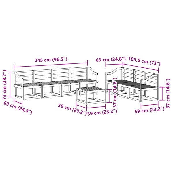 Комплект дивани за открито 8 pcs Бяло 59 x 59 x 37 см