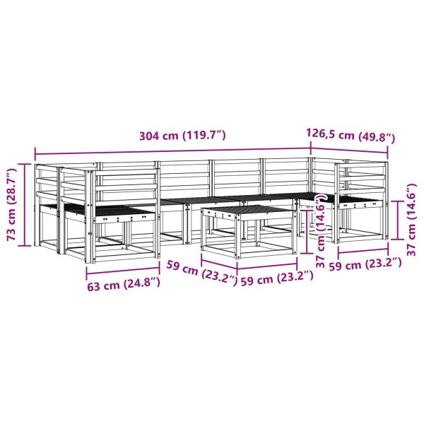 Комплект дивани за открито 8 pcs Бяло 59 x 59 x 37 см