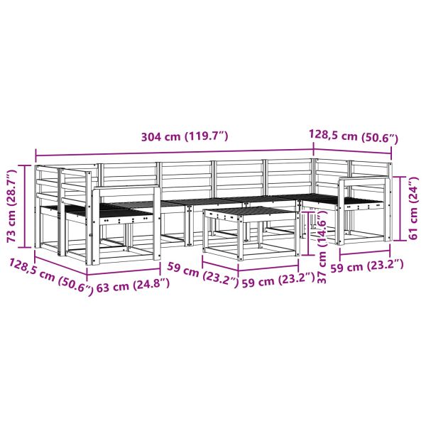 Комплект дивани за открито 8 pcs Бяло 59 x 59 x 37 см