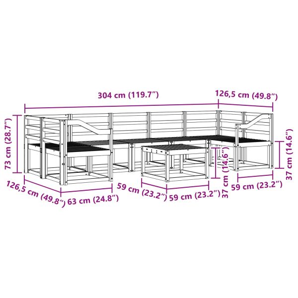 Комплект дивани за открито 8 pcs Бяло 59 x 59 x 37 см