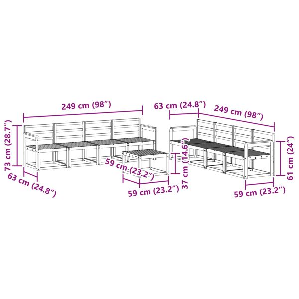 Комплект дивани за открито 9 pcs Бяло 59 x 59 x 37 см