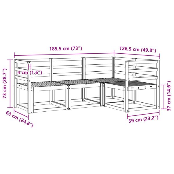 Комплект дивани за открито 4 pcs Бяло 185,5 x 126,5 x 73 см