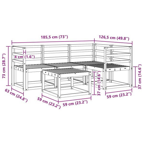 Комплект дивани за открито 5 pcs Бяло 59 x 59 x 37 см