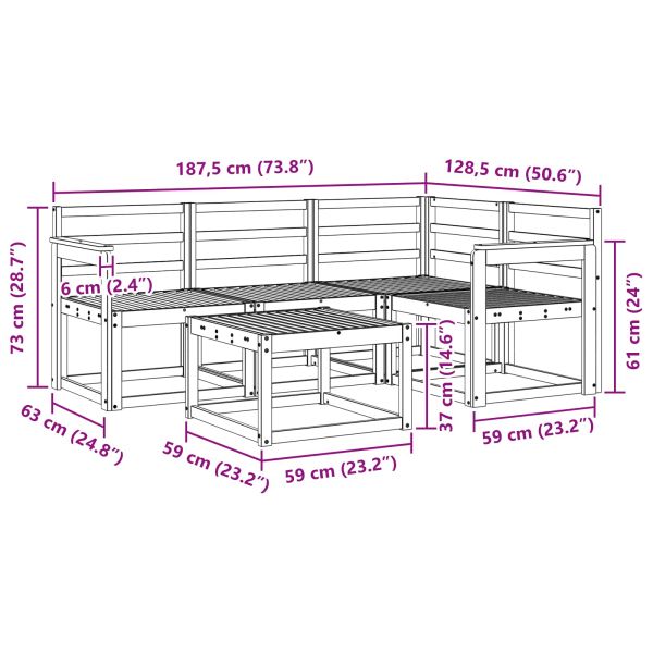 Комплект дивани за открито 5 pcs Бяло 59 x 59 x 37 см