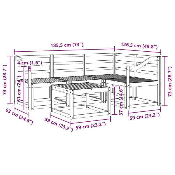 Комплект дивани за открито 5 pcs Бяло 59 x 59 x 37 см