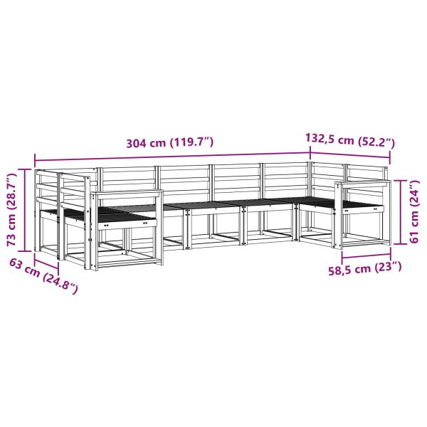 Комплект дивани за открито 7 pcs Бяло Солидно акациево дърво