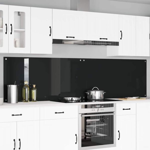 Кухненски гръб 2 pcs Черно 120 x 60 cm закалено стъкло