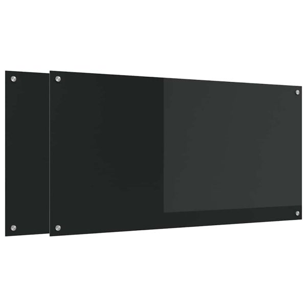Кухненски гръб 2 pcs Черно 120 x 60 cm закалено стъкло