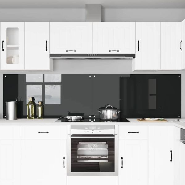 Кухненски гръб 2 pcs Черно 120 x 60 cm закалено стъкло