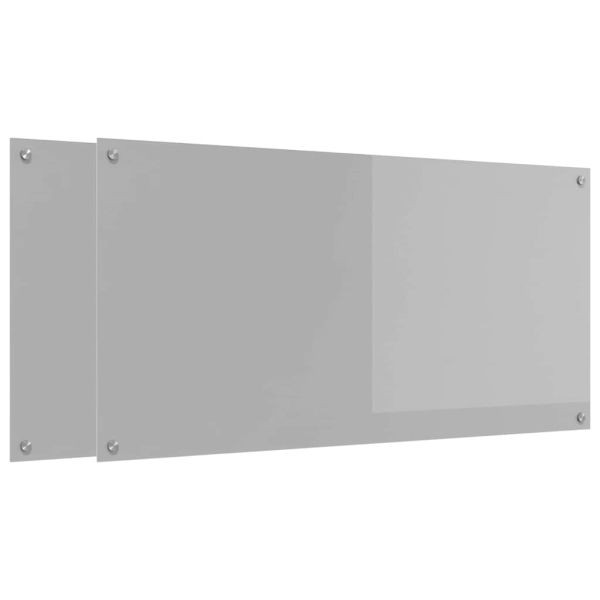 Кухненски гръб 2 pcs Светлосиво 120 x 60 cm закалено стъкло
