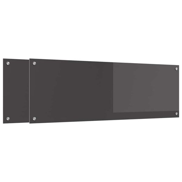 Кухненски гръб 2 pcs Тъмен сив 120 x 40 cm закалено стъкло
