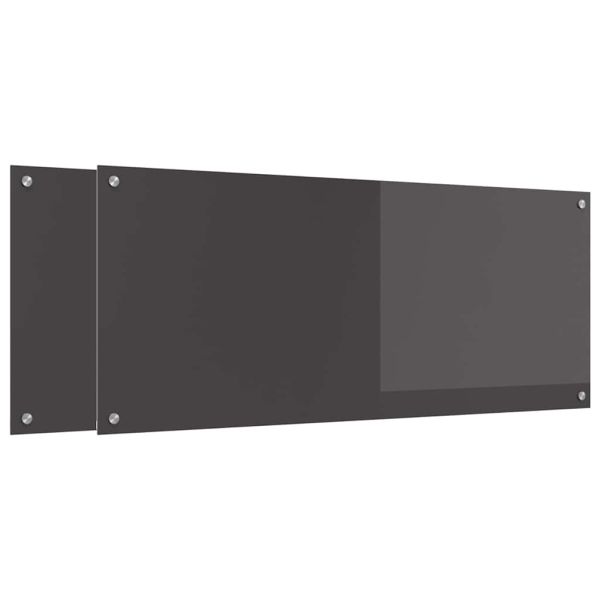 Кухненски гръб 2 pcs Тъмен сив 120 x 50 cm закалено стъкло