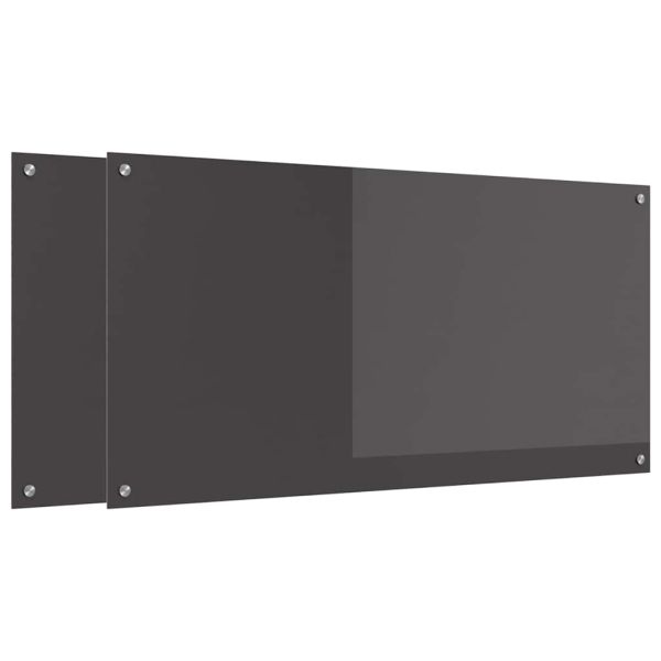 Кухненски гръб 2 pcs Тъмен сив 120 x 60 cm закалено стъкло