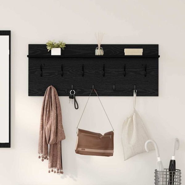Стенен закачалка за палта с рафт Черния дъб 100 x 40 x 12 см