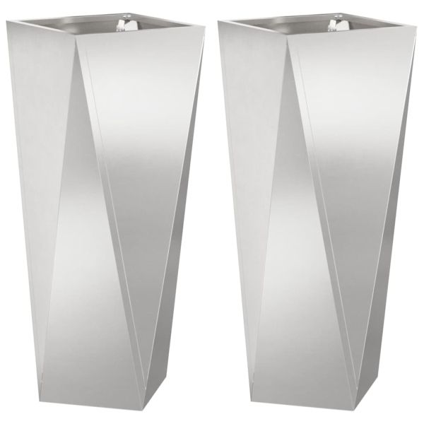 Кашпа 2 pcs Сребрист 30 x 30 x 75 см Неръждаема стомана