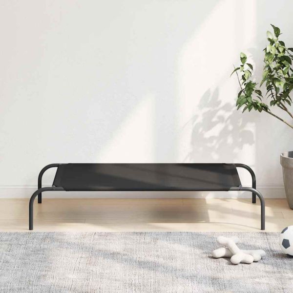Повдигнато легло за кучета черно 110x65x20 cm Оксфорд плат