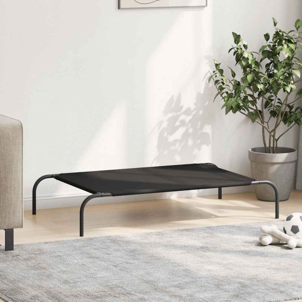 Повдигнато легло за кучета черно 110x65x20 cm Оксфорд плат