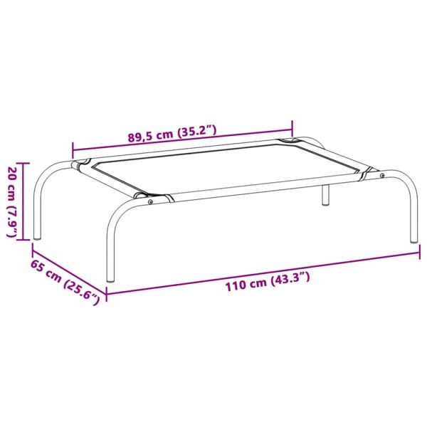 Повдигнато легло за кучета черно 110x65x20 cm Оксфорд плат