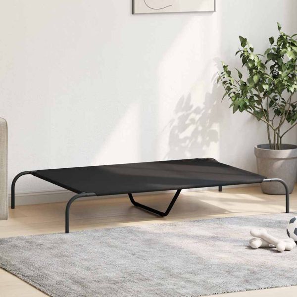 Повдигнато легло за кучета черно 130x80x20 cm Оксфорд плат