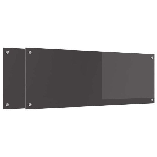 Кухненски гръб 2 pcs Тъмен сив 110 x 40 cm закалено стъкло