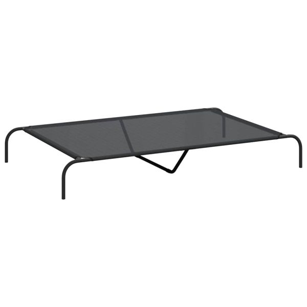Повдигнато легло кучета черно 150x90x20 cm Текстилен и стомана