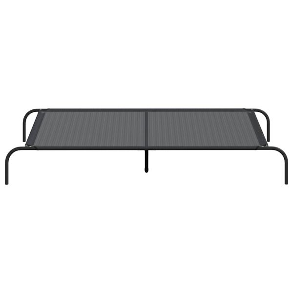 Повдигнато легло кучета черно 150x90x20 cm Текстилен и стомана