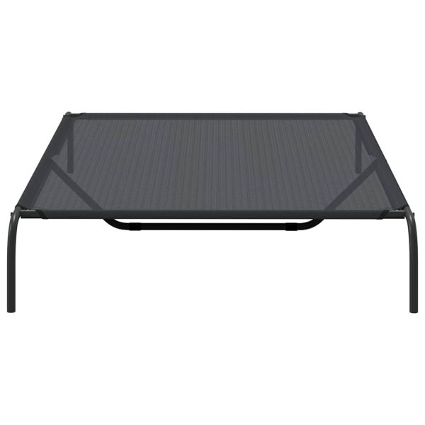 Повдигнато легло кучета черно 150x90x20 cm Текстилен и стомана