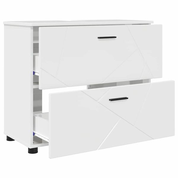 Комплект мебели за баня с чекмедже с рафт 3 pcs Лъскаво бяло