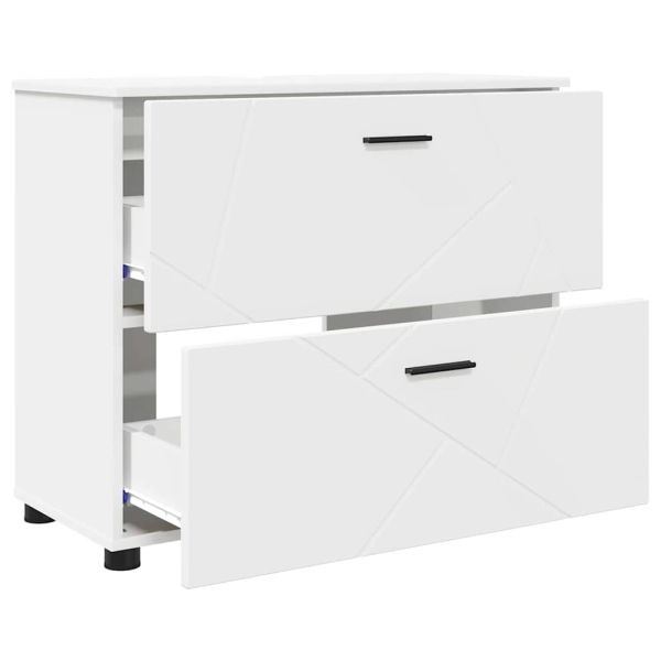 Шкаф за баня Бяло 76,5 x 35 x 64 см Инженерно дърво & Метал