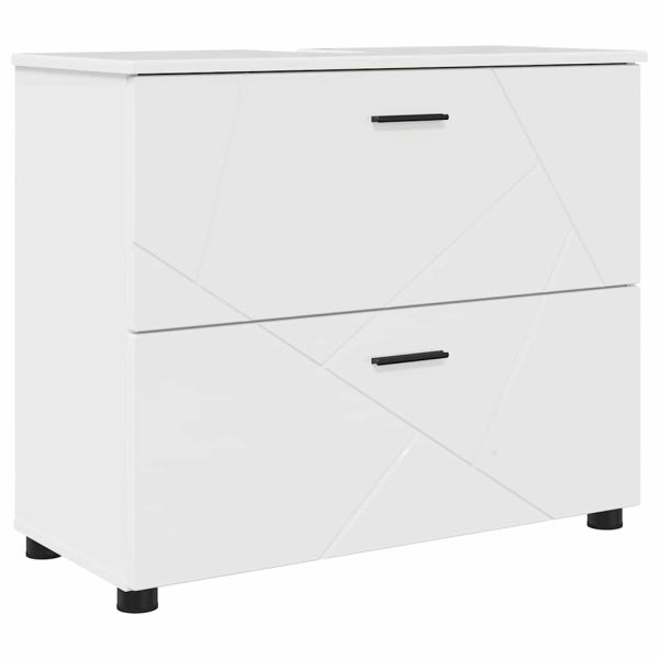 Шкаф за баня с чекмедже с врата Лъскаво бяло 76,5 x 35 x 64 см