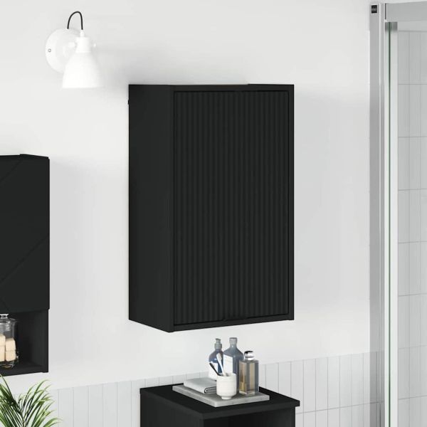 Шкаф за баня Черно 39 x 23,5 x 65 см Инженерно дърво & Метал