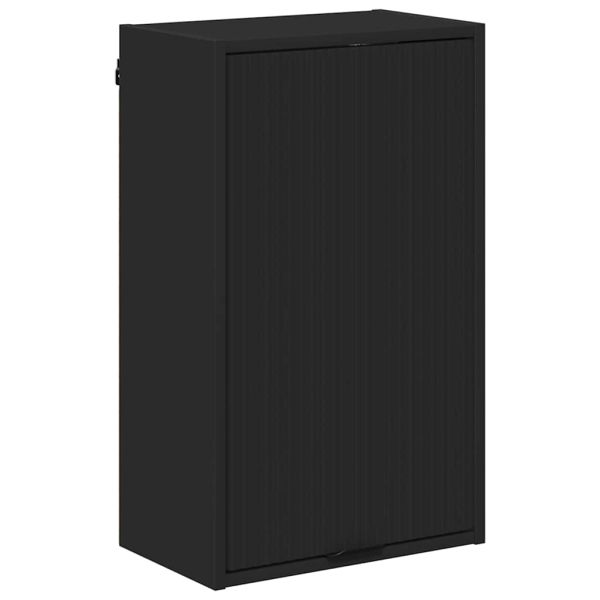 Шкаф за баня Черно 39 x 23,5 x 65 см Инженерно дърво & Метал
