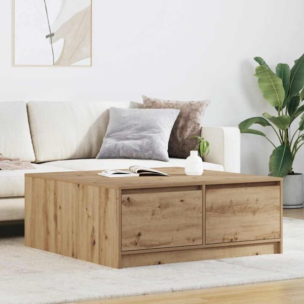 Масичка за кафе с чекмеджета дъб артизан 100x100x40 см