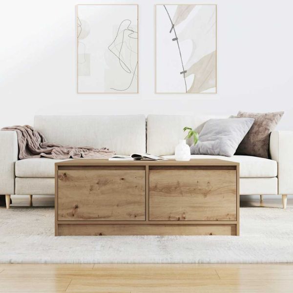 Масичка за кафе с чекмеджета дъб артизан 100x100x40 см