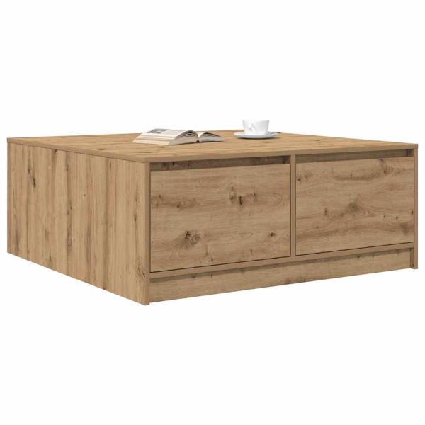 Масичка за кафе с чекмеджета дъб артизан 100x100x40 см