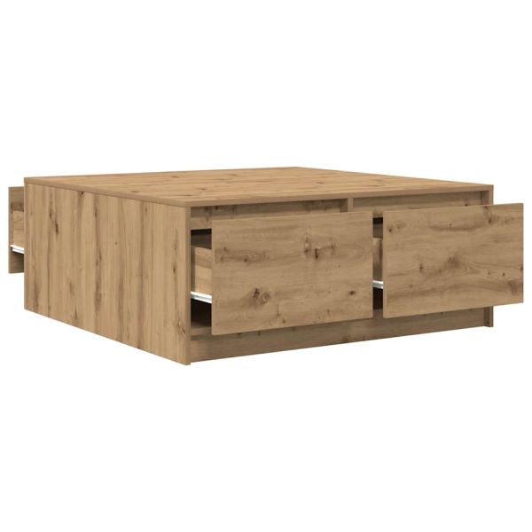 Масичка за кафе с чекмеджета дъб артизан 100x100x40 см