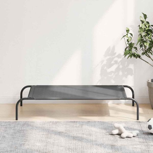 Повдигнато легло за кучета сиво 110x65x20 cm Текстилен стомана