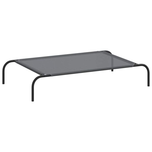 Повдигнато легло за кучета сиво 110x65x20 cm Текстилен стомана