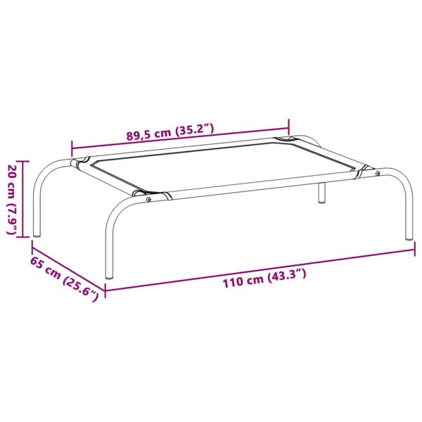 Повдигнато легло за кучета сиво 110x65x20 cm Текстилен стомана