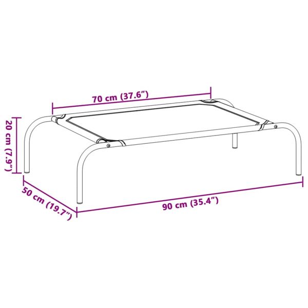 Повдигнато легло за кучета черно 90x50x20 cm Оксфорд плат