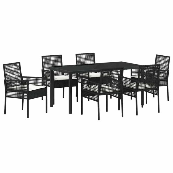 Комплект за хранене в градината 7 pcs Черно полиратан