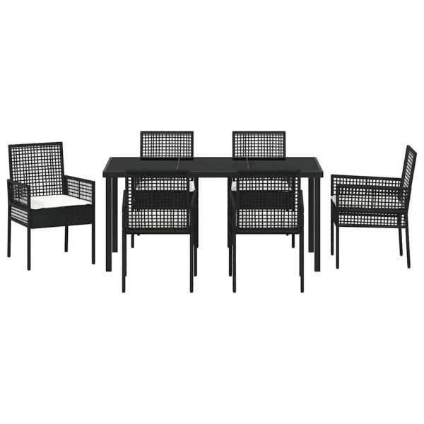 Комплект за хранене в градината 7 pcs Черно полиратан