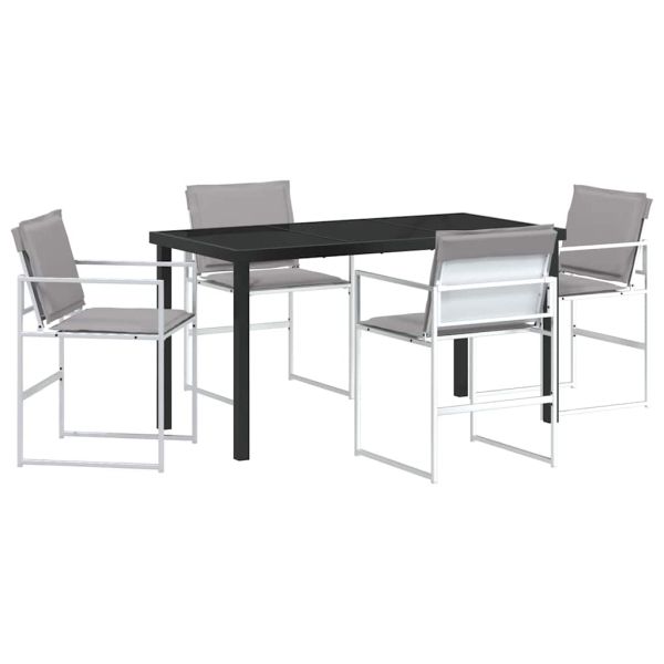 Комплект за хранене в градината 5 pcs Бяло 140 x 70 x 73 cm