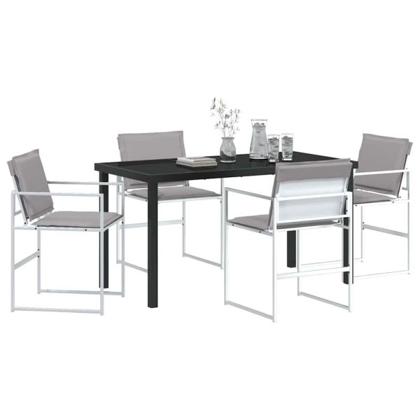 Комплект за хранене в градината 5 pcs Бяло 140 x 70 x 73 cm