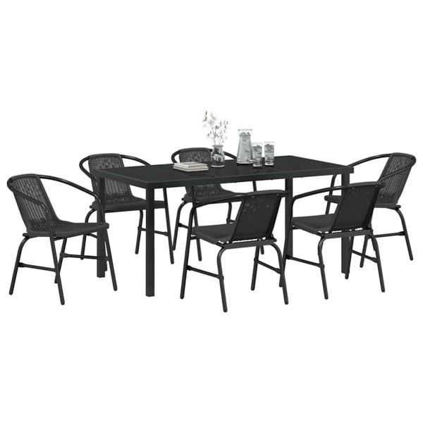 Комплект за хранене в градината 7 pcs Черно